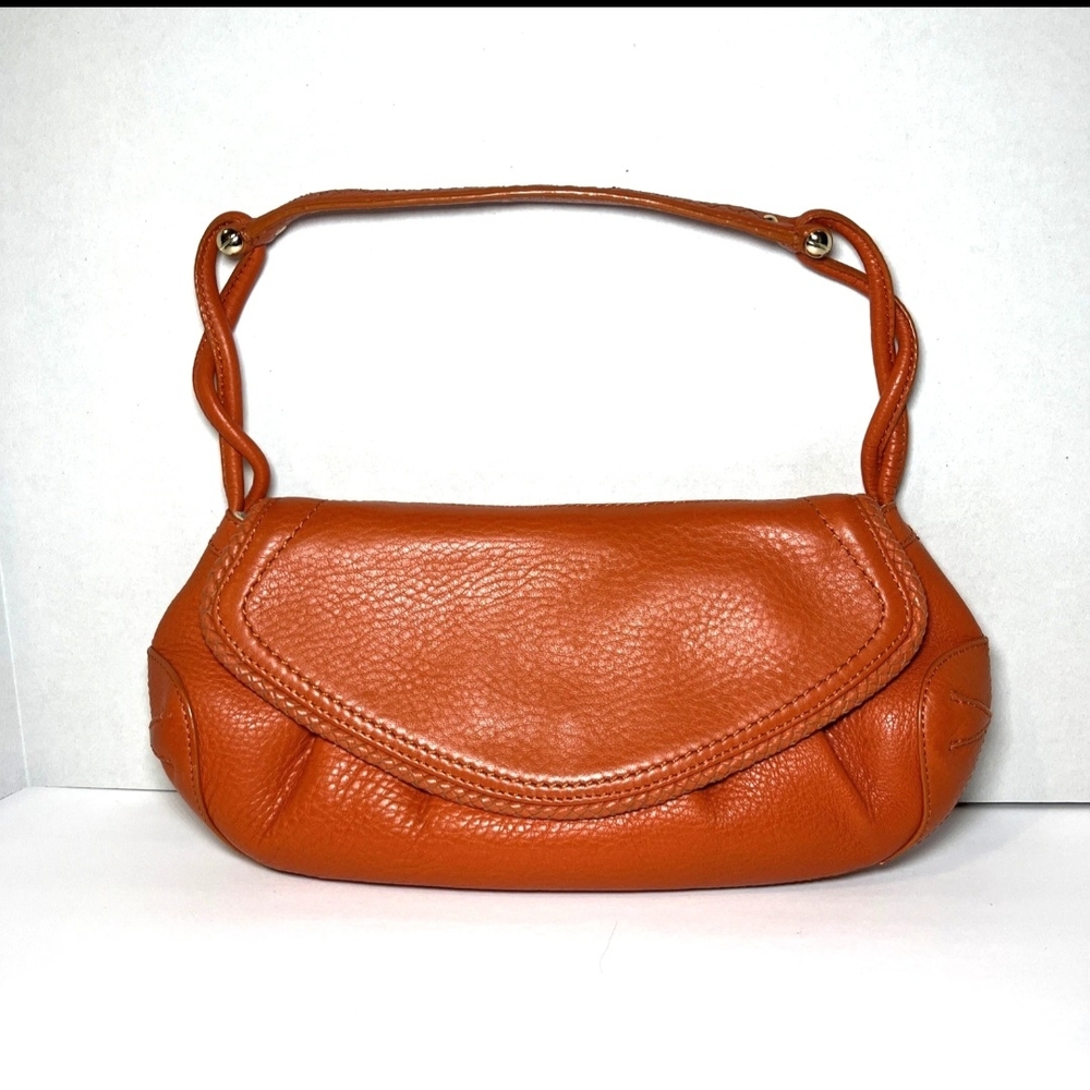 Cole Haan Handbag Village SP06 Purse Satchel Orange Pebbled Leather Small